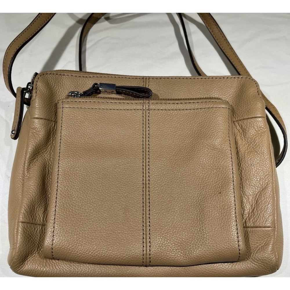 Tignanelllo Leather Tan Crossbody Bag Pockets Zippers